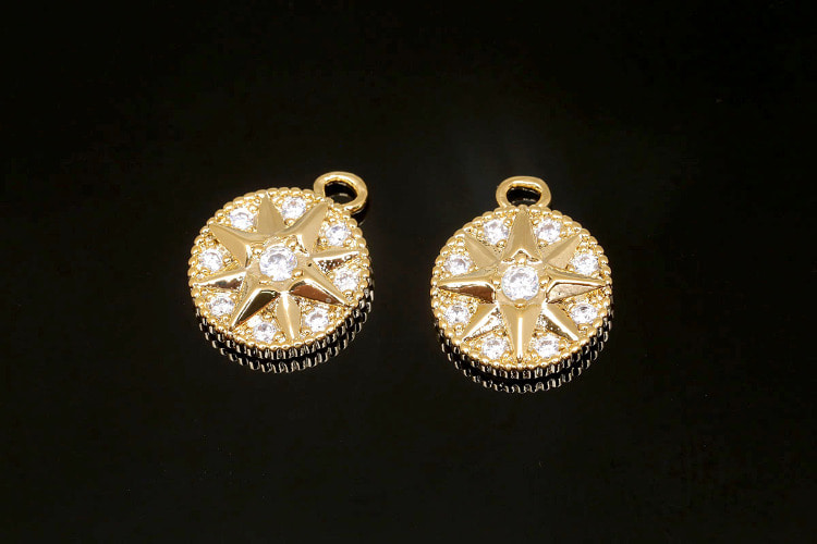 [W] CH100-Gold Plated-(20pcs)-10mm Cubic Starburst Coin Charms-Dainty Medallion Pendant-Necklace Earrings Making Supply-Wholesale Charms, [PRODUCT_SEARCH_KEYWORD], JEWELFINGER-INBEAD, [CURRENT_CATE_NAME]