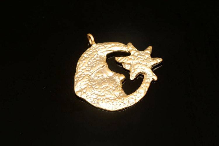 [W] F53-Matt Gold Plated-(20pcs)-Moon&amp;Star Pendant-Face Charms-Necklace Earrings Making Supply-Wholesale Pendants, [PRODUCT_SEARCH_KEYWORD], JEWELFINGER-INBEAD, [CURRENT_CATE_NAME]