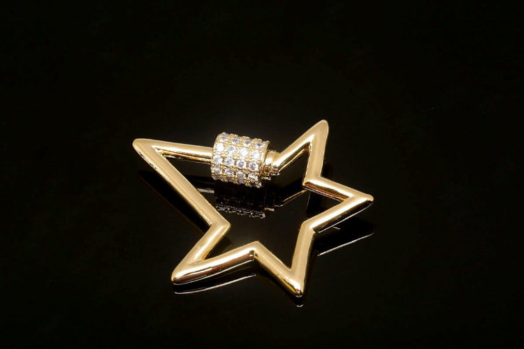 [W] JC056-Gold Plated-Cubic Star Screw Clasp (20pcs), [PRODUCT_SEARCH_KEYWORD], JEWELFINGER-INBEAD, [CURRENT_CATE_NAME]