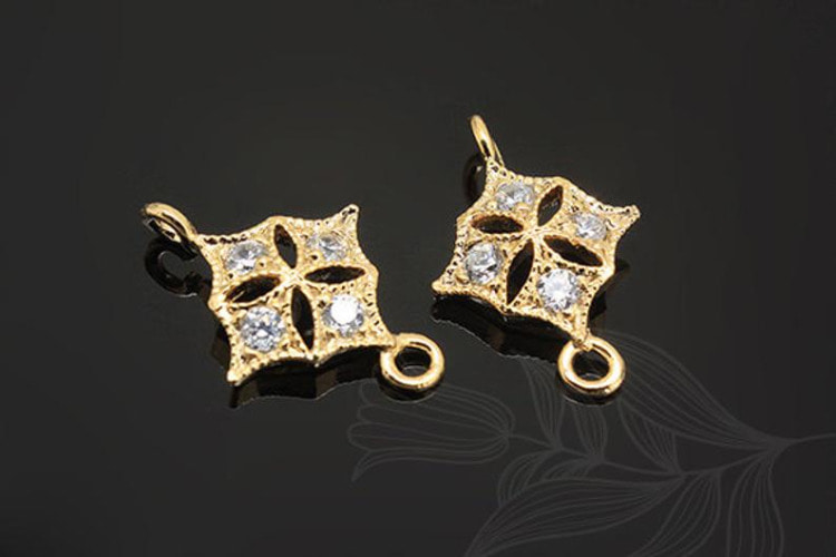 H508-Gold Plated-(2pcs)-Cubic Rhombus Connector-Brass Cubic Rhombus Charms-Wholesale Connectors, [PRODUCT_SEARCH_KEYWORD], JEWELFINGER-INBEAD, [CURRENT_CATE_NAME]