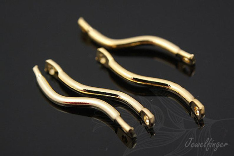 [W] H857-Gold Plated-(100pcs)-20mm Wave Bar Connector-Metal Bar Pendant-Wholesale Connectors, [PRODUCT_SEARCH_KEYWORD], JEWELFINGER-INBEAD, [CURRENT_CATE_NAME]