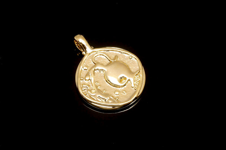 CH2009-Gold Plated-(1piece)-Aquarius-Zodiac Horoscope Sign Constellation Charm-Celestial Astrology Medallion Pendant-Wholesale Zodiac, [PRODUCT_SEARCH_KEYWORD], JEWELFINGER-INBEAD, [CURRENT_CATE_NAME]