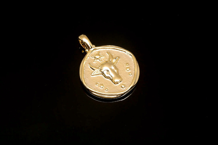 CH2012-Gold Plated-(1piece)-Taurus-Zodiac Horoscope Sign Constellation Charm-Celestial Astrology Medallion Pendant-Wholesale Zodiac, [PRODUCT_SEARCH_KEYWORD], JEWELFINGER-INBEAD, [CURRENT_CATE_NAME]