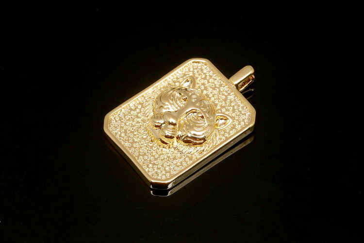 CH4004-Gold Plated-(1piece)-Tiger Medallion Charm-Animal Pendant-Necklace Making Supply-Wholesale Pendants, [PRODUCT_SEARCH_KEYWORD], JEWELFINGER-INBEAD, [CURRENT_CATE_NAME]