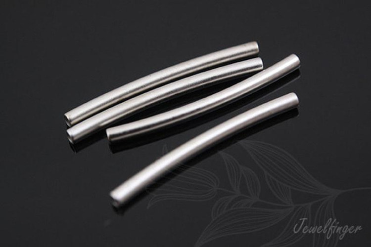 [W] H160-Matt Rhodium Plated-(60pcs)-Curved Tube Charms-Curved Tube Metal Beads-Tube Bar Connector-Wholesale Connectors, [PRODUCT_SEARCH_KEYWORD], JEWELFINGER-INBEAD, [CURRENT_CATE_NAME]