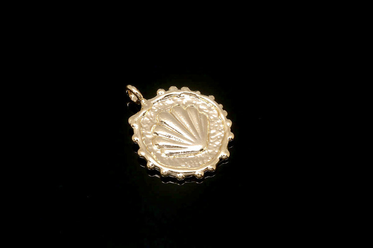 [W] F99-Gold Plated-(20pcs)-Dainty Clam Coin Charms-Necklace Earrings Making Supply-Wholesale Charms, [PRODUCT_SEARCH_KEYWORD], JEWELFINGER-INBEAD, [CURRENT_CATE_NAME]
