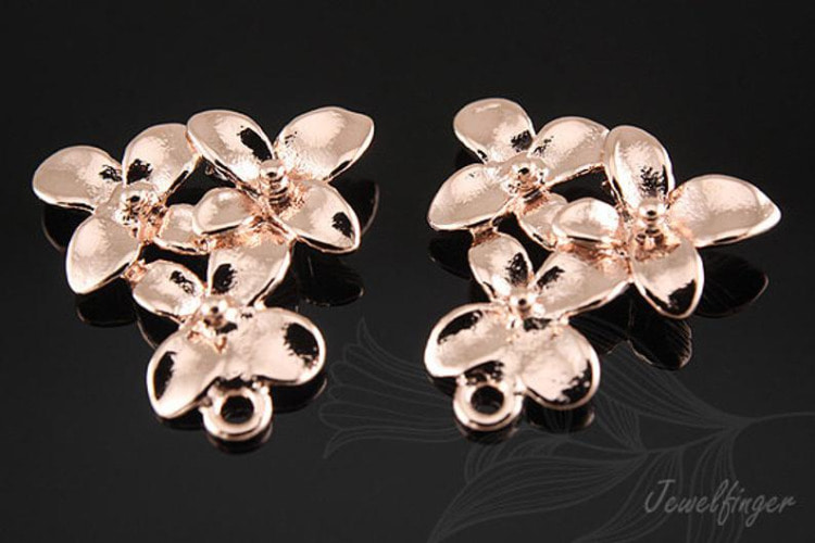 B687-Pink Gold Plated-(2pcs)-Flower Connector-Wholesale Connectors, [PRODUCT_SEARCH_KEYWORD], JEWELFINGER-INBEAD, [CURRENT_CATE_NAME]