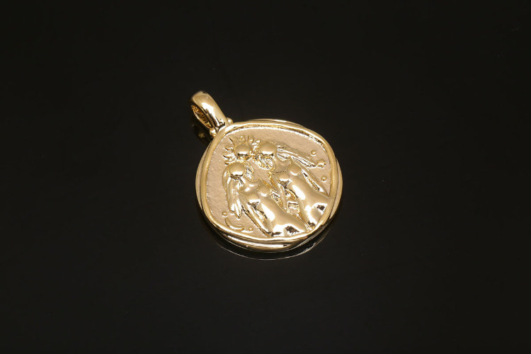 CH2013-Gold Plated-(1piece)-Gemini-Zodiac Horoscope Sign Constellation Charm-Celestial Astrology Medallion Pendant-Wholesale Zodiac, [PRODUCT_SEARCH_KEYWORD], JEWELFINGER-INBEAD, [CURRENT_CATE_NAME]