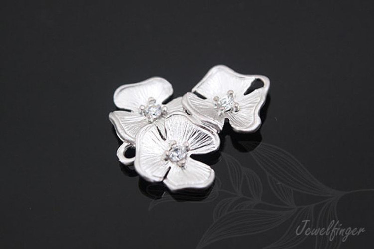 H881-Matt Rhodium Plated-(2pcs)-Cubic Zircornia Flower Connector-Wholesale Connectors, [PRODUCT_SEARCH_KEYWORD], JEWELFINGER-INBEAD, [CURRENT_CATE_NAME]