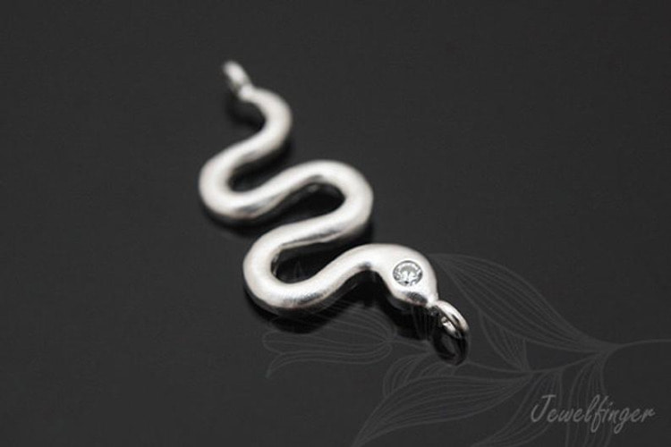 [W] H293-Matt Rhodium Plated-(20pcs)-Sideways Cubic Snake Connector-Snake Pendant-Wholesale Connectors, [PRODUCT_SEARCH_KEYWORD], JEWELFINGER-INBEAD, [CURRENT_CATE_NAME]