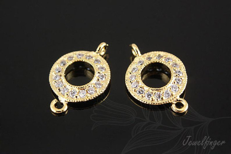 H1172-Gold Plated-(2pcs)-Sideways Cubic Ring Connector-Donut Pendant-Wholesale Connectors, [PRODUCT_SEARCH_KEYWORD], JEWELFINGER-INBEAD, [CURRENT_CATE_NAME]