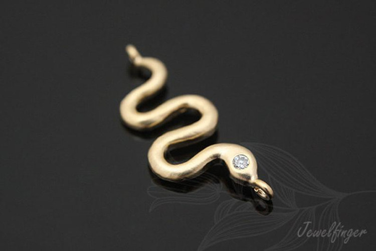 H219-Matt Gold Plated-(2pcs)-Sideways Cubic Snake Connector-Snake Pendant-Wholesale Connectors, [PRODUCT_SEARCH_KEYWORD], JEWELFINGER-INBEAD, [CURRENT_CATE_NAME]