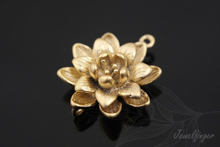 B064-Matt Gold Plated-(2pcs)-Flower Connector-Flower Pendant-Wholesale Connectors, [PRODUCT_SEARCH_KEYWORD], JEWELFINGER-INBEAD, [CURRENT_CATE_NAME]