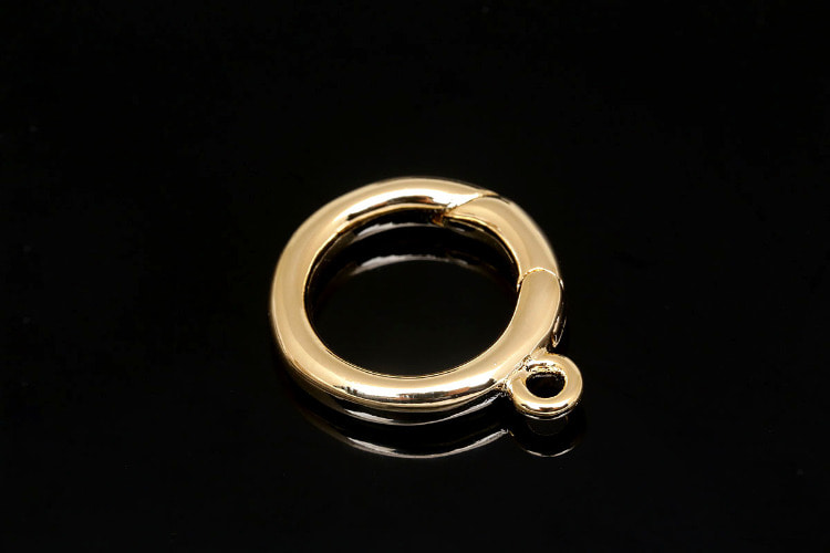 F128-Gold Plated-18.6mm Brass Round Spring Gate Ring Clasps(2pcs), [PRODUCT_SEARCH_KEYWORD], JEWELFINGER-INBEAD, [CURRENT_CATE_NAME]