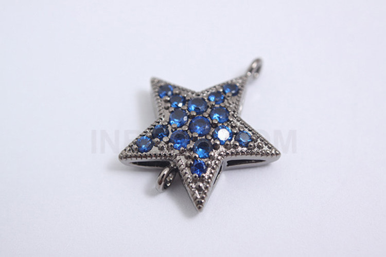 [W] M632-Black Plated-(10pcs)-CZ Star Connector-Tiny Star Pendant-Wholesale Connectors, [PRODUCT_SEARCH_KEYWORD], JEWELFINGER-INBEAD, [CURRENT_CATE_NAME]
