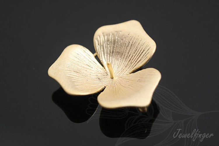 B222-Matt Gold Plated-(2pcs)-Brass Flower Charms-For Half Drilled Bead Flower Pendant-Wholesale Connectors, [PRODUCT_SEARCH_KEYWORD], JEWELFINGER-INBEAD, [CURRENT_CATE_NAME]