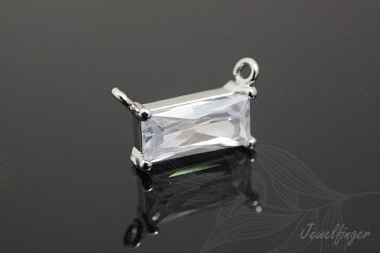 H1146-Rhodium Plated-(1piece)-Rectangle Cubic Pendant-Tiny Cubic Charms-Wholesale Charms, [PRODUCT_SEARCH_KEYWORD], JEWELFINGER-INBEAD, [CURRENT_CATE_NAME]