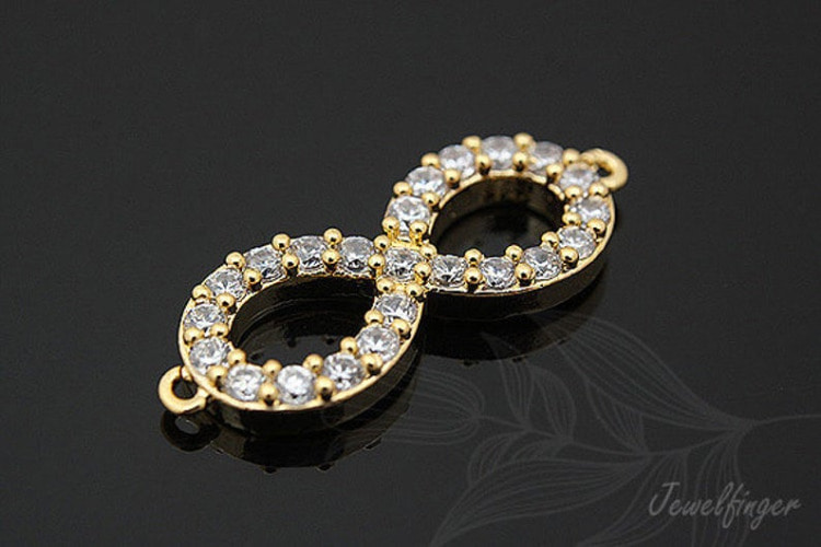 [W] S587-Gold Plated-(10pcs)-Sideways Cubic Infinity Connector-Infinity Pendant-Wholesale Connectors, [PRODUCT_SEARCH_KEYWORD], JEWELFINGER-INBEAD, [CURRENT_CATE_NAME]