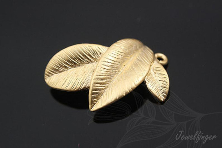 B594-Matt Gold Plated-(2pcs)-Leaf Connector-Leaf Pendant-Wholesale Connectors, [PRODUCT_SEARCH_KEYWORD], JEWELFINGER-INBEAD, [CURRENT_CATE_NAME]
