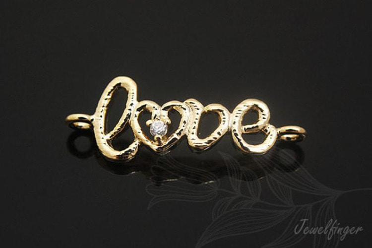 S567-Gold Plated-(2pcs)-CZ Love Charms-Necklace Earrings Making Supply-Wholesale Pendants, [PRODUCT_SEARCH_KEYWORD], JEWELFINGER-INBEAD, [CURRENT_CATE_NAME]