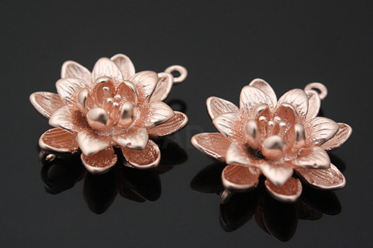 B645-Pink Gold Plated-(2pcs)-Flower Connector-Flower Pendant-Wholesale Connectors, [PRODUCT_SEARCH_KEYWORD], JEWELFINGER-INBEAD, [CURRENT_CATE_NAME]