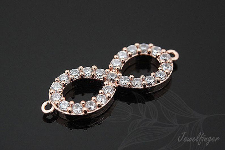 S589-Pink Gold Plated-(1piece)-Sideways Cubic Infinity Connector-Infinity Pendant-Wholesale Connectors, [PRODUCT_SEARCH_KEYWORD], JEWELFINGER-INBEAD, [CURRENT_CATE_NAME]