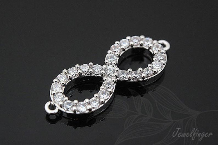 S588-Rhodium Plated-(1piece)-Sideways Cubic Infinity Connector-Infinity Pendant-Wholesale Connectors, [PRODUCT_SEARCH_KEYWORD], JEWELFINGER-INBEAD, [CURRENT_CATE_NAME]