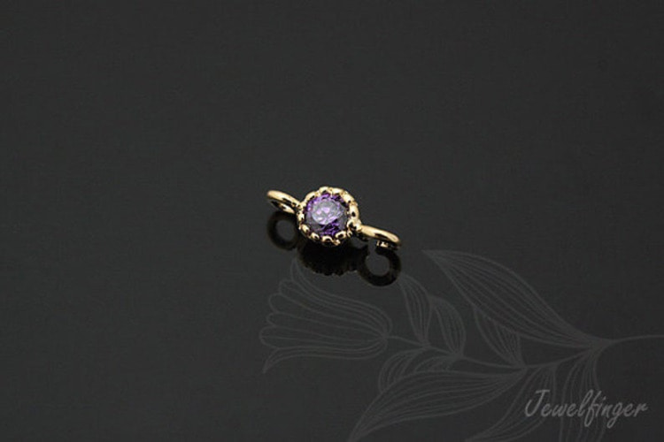 S734-Gold Plated-(4pcs)-CZ 3.5mm-Birthstone February Amethyst-Jewelry Making-Wholesale Jewelry Finding-Jewelry Supplies-Wholesale Charm, [PRODUCT_SEARCH_KEYWORD], JEWELFINGER-INBEAD, [CURRENT_CATE_NAME]