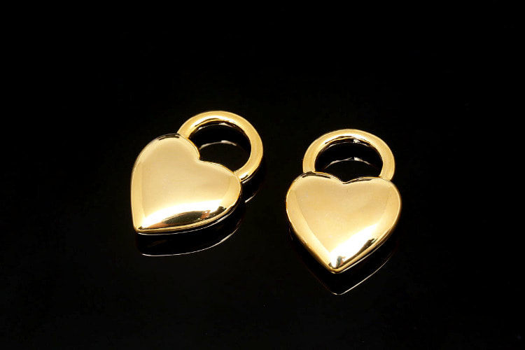 F132-Gold Plated-(2pcs)-Heart Lock Charms-Heart Lock Pendant-Jewelry Making Supply-Wholesale Charms, [PRODUCT_SEARCH_KEYWORD], JEWELFINGER-INBEAD, [CURRENT_CATE_NAME]