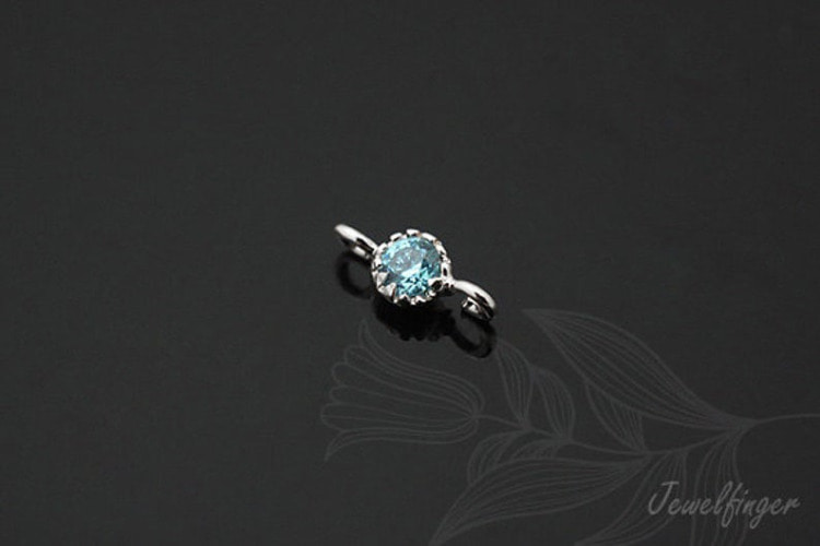 [W] S740-Rhodium Plated-(40pcs)-CZ 3.5mm-Birthstone March Aquamarine-Jewelry Making-Wholesale Jewelry Finding-Jewelry Supplies-Wholesale Charm, [PRODUCT_SEARCH_KEYWORD], JEWELFINGER-INBEAD, [CURRENT_CATE_NAME]