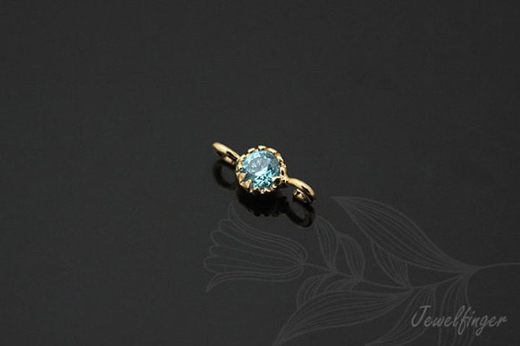 S732-Gold Plated-(4pcs)-CZ 3.5mm-Birthstone March Aquamarine-Jewelry Making-Wholesale Jewelry Finding-Jewelry Supplies-Wholesale Charm, [PRODUCT_SEARCH_KEYWORD], JEWELFINGER-INBEAD, [CURRENT_CATE_NAME]