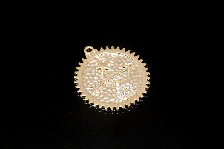 F135-Gold Plated-(1piece)-Cubic Compass Charm-Round Arrow Pendant-Necklace Bracelet Making Supply-Wholesale Pendants, [PRODUCT_SEARCH_KEYWORD], JEWELFINGER-INBEAD, [CURRENT_CATE_NAME]