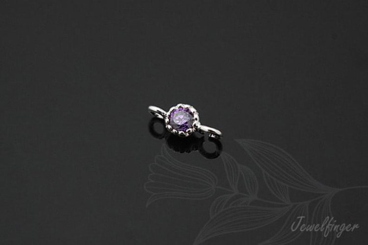 S742-Rhodium Plated-(4pcs)-CZ 3.5mm-Birthstone February Amethyst-Jewelry Making-Wholesale Jewelry Finding-Jewelry Supplies-Wholesale Charm, [PRODUCT_SEARCH_KEYWORD], JEWELFINGER-INBEAD, [CURRENT_CATE_NAME]