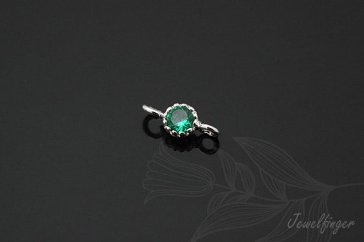[W] S744-Rhodium Plated-(40pcs)-CZ 3.5mm-Birthstone May Emerald-Jewelry Making-Wholesale Jewelry Finding-Jewelry Supplies-Wholesale Charm, [PRODUCT_SEARCH_KEYWORD], JEWELFINGER-INBEAD, [CURRENT_CATE_NAME]