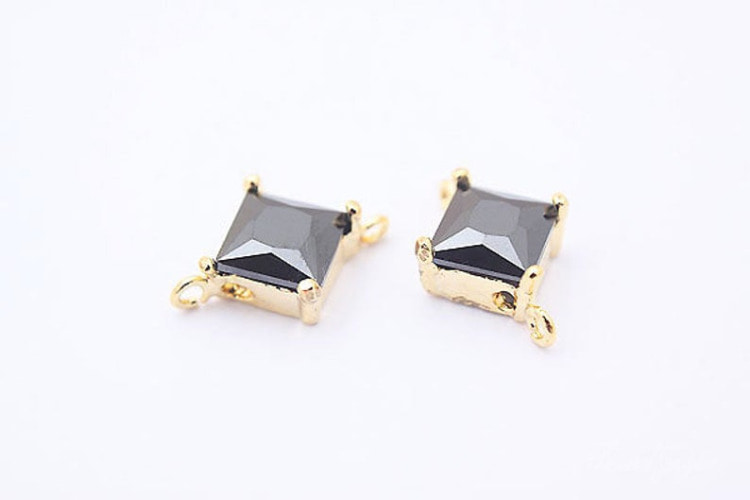 [W] C853-Gold Plated-(20pcs)-Tiny Cubic Connector-Wedding jewelry Connector-CZ Black-Wholesale Connectors, [PRODUCT_SEARCH_KEYWORD], JEWELFINGER-INBEAD, [CURRENT_CATE_NAME]