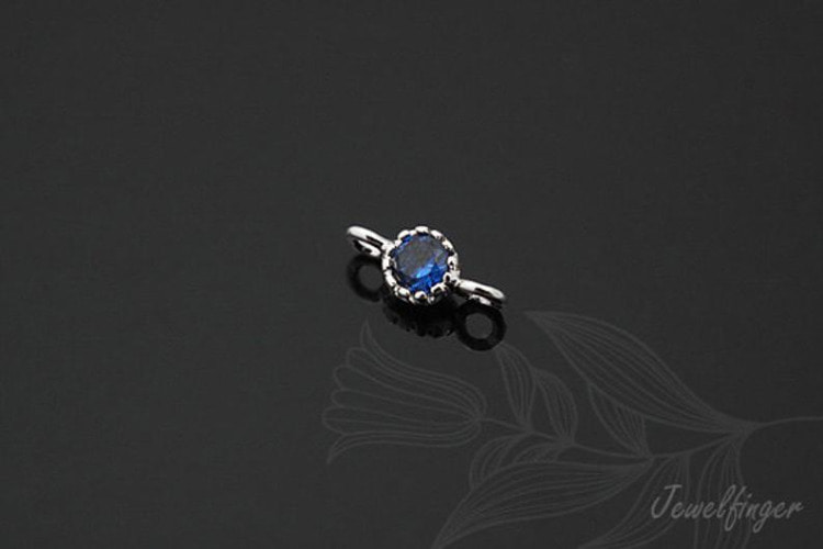 S743-Rhodium Plated-(4pcs)-CZ 3.5mm-Birthstone September Blue Sapphire-Jewelry Making-Wholesale Jewelry Finding-Jewelry Supplies-Wholesale Charm, [PRODUCT_SEARCH_KEYWORD], JEWELFINGER-INBEAD, [CURRENT_CATE_NAME]