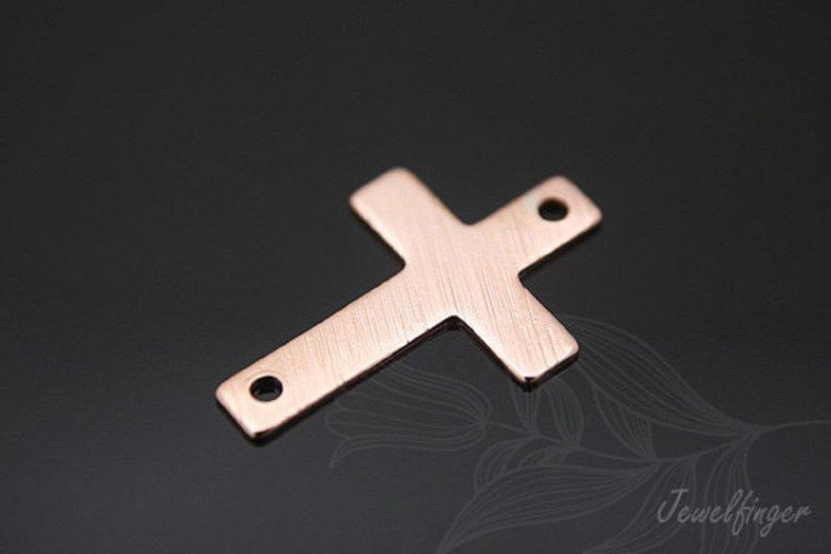 B257-Pink Gold Plated-(4pcs)-Cross Connector-Wholesale Connectors, [PRODUCT_SEARCH_KEYWORD], JEWELFINGER-INBEAD, [CURRENT_CATE_NAME]