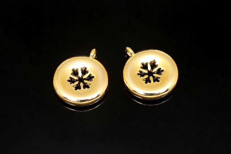 [W] F133-Gold Plated-(20pcs)-Snowflake Round Charms-Jewelry Making Supply-Wholesale Charms, [PRODUCT_SEARCH_KEYWORD], JEWELFINGER-INBEAD, [CURRENT_CATE_NAME]
