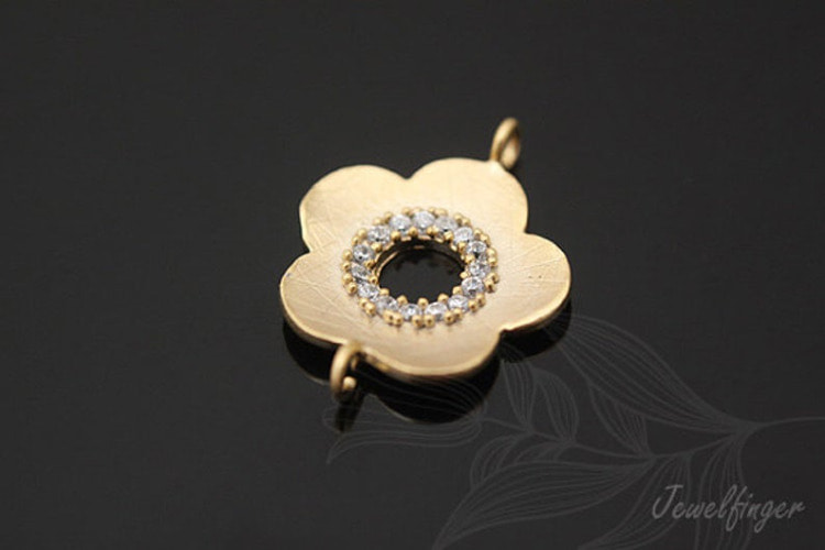 [W] S864-Matt Gold Plated-(20pcs)-CZ Flower-Cubic Connector-Wedding jewelry Connector-Wholesale Connectors, [PRODUCT_SEARCH_KEYWORD], JEWELFINGER-INBEAD, [CURRENT_CATE_NAME]