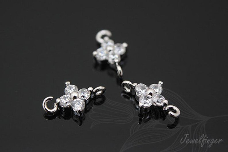 [W] C976-Ternary Alloy Plated-(20pcs)-CZ Flower -Tiny Cubic Connector-Wedding jewelry Connector-Wholesale Connectors, [PRODUCT_SEARCH_KEYWORD], JEWELFINGER-INBEAD, [CURRENT_CATE_NAME]