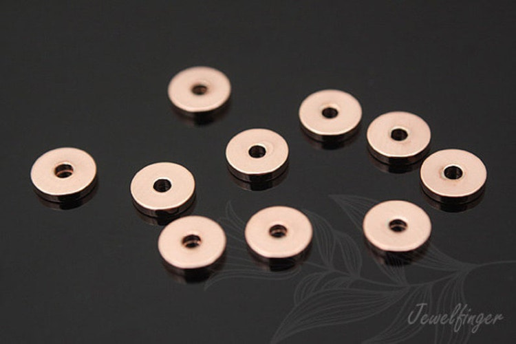 B228-Pink Gold Plated-(10pcs)-Metal Rondell Beads-Brass Mini Spaser Beads-Wholesale Metal Rondell, [PRODUCT_SEARCH_KEYWORD], JEWELFINGER-INBEAD, [CURRENT_CATE_NAME]