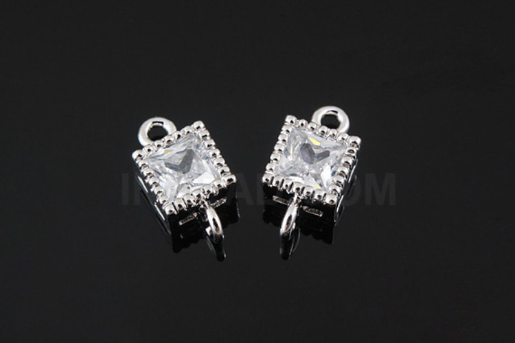 C1059-Rhodium Plated-(2pcs)-5.2mm Cubic Connector-S-Wedding jewelry Connector-Wholesale Connectors, [PRODUCT_SEARCH_KEYWORD], JEWELFINGER-INBEAD, [CURRENT_CATE_NAME]