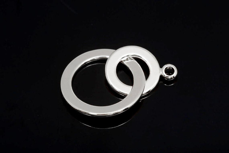M321-Ternary Alloy Plated-(2pcs)-23mm Double Circle Pendants-Round Link Connector-Wholesale Pendants, [PRODUCT_SEARCH_KEYWORD], JEWELFINGER-INBEAD, [CURRENT_CATE_NAME]