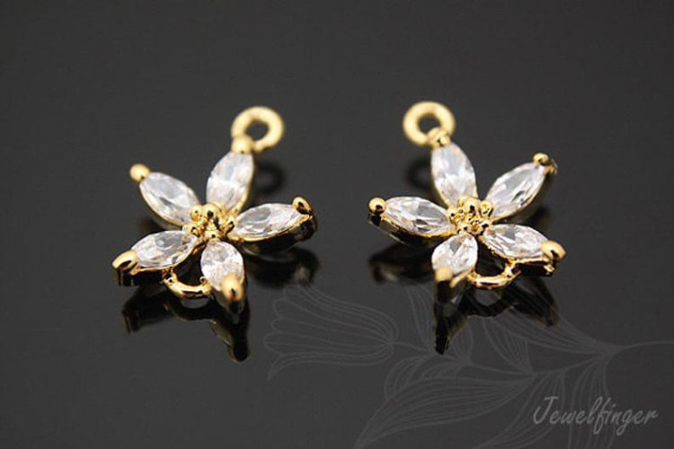 [W] M732-Gold Plated-(10pcs)-CZ Flower-Cubic Connector-Wedding jewelry Connector-Wholesale Connectors, [PRODUCT_SEARCH_KEYWORD], JEWELFINGER-INBEAD, [CURRENT_CATE_NAME]