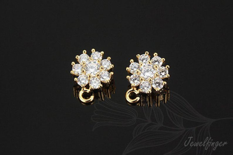 [W] S286-Gold Plated-(10pcs)-CZ Chrysanthemum-Cubic Connector-Wholesale Connectors, [PRODUCT_SEARCH_KEYWORD], JEWELFINGER-INBEAD, [CURRENT_CATE_NAME]