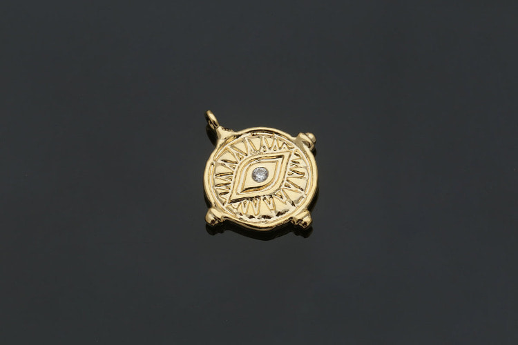 [W] F156-Gold Plated-(20pcs)-CZ Evil Eye Charms-Medallion Necklace Charm-Necklace Bracelet Making Supply-Wholesale Charms, [PRODUCT_SEARCH_KEYWORD], JEWELFINGER-INBEAD, [CURRENT_CATE_NAME]