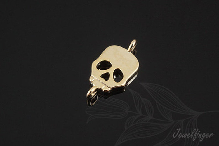E918-Gold Plated-(2pcs)-Skull Connector-Wholesale Connectors, [PRODUCT_SEARCH_KEYWORD], JEWELFINGER-INBEAD, [CURRENT_CATE_NAME]