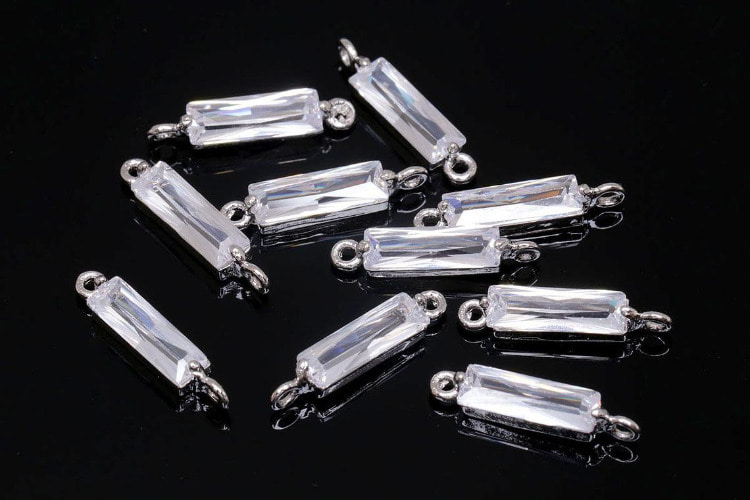 [W] M1140-Rhodium Plated-(20pcs)-Cubic Bar Connector-Rectangle Cubic Pendant-Jewelry Making Supply-Wholesale Connectors, [PRODUCT_SEARCH_KEYWORD], JEWELFINGER-INBEAD, [CURRENT_CATE_NAME]