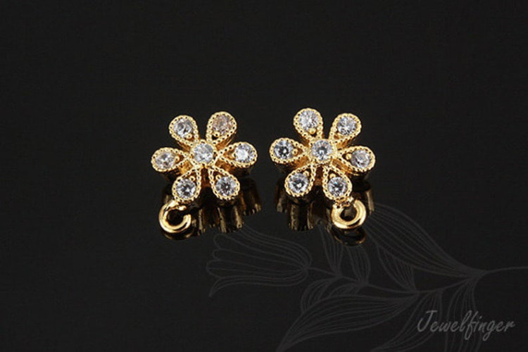S282-Gold Plated-(1piece)-CZ flower-Cubic Connector-Wholesale Connectors, [PRODUCT_SEARCH_KEYWORD], JEWELFINGER-INBEAD, [CURRENT_CATE_NAME]