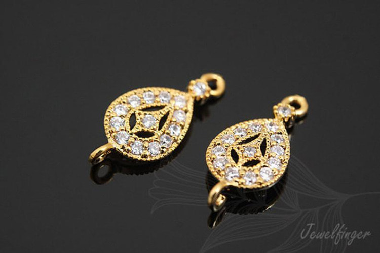 [W] S866-Gold Plated-(10pcs)-CZ Drop-Cubic Connector-Wedding jewelry Connector-Wholesale Connectors, [PRODUCT_SEARCH_KEYWORD], JEWELFINGER-INBEAD, [CURRENT_CATE_NAME]